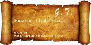 Geszler Titánia névjegykártya